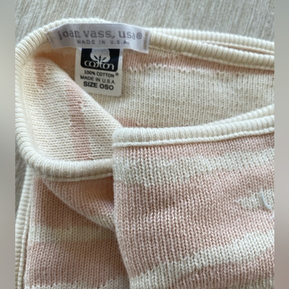 Joan Vass USA Scarf Reversible Pink/ Cream Stripes Cotton - Picture 3 of 8